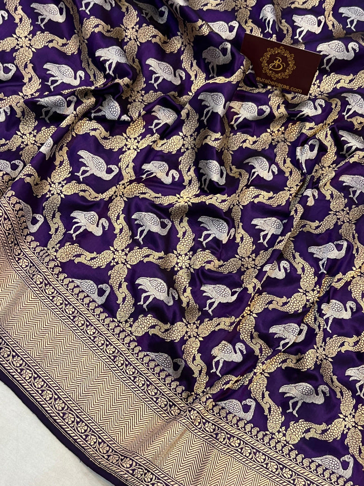 Pure Banarasi Katan silk saree with Kadhwa Jaal and Sona Rupa zari work in floral design