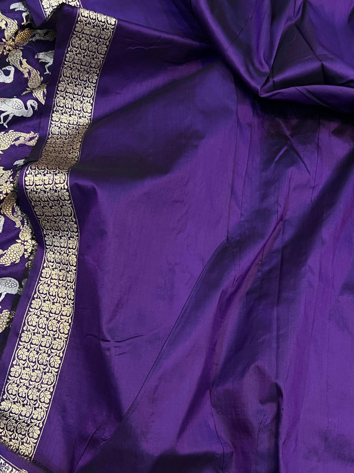 Plain silk blouse piece included with pure Banarasi Katan silk saree