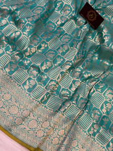 Blue Pure Banarasi Handloom Katan Silk Saree - Aura Benaras