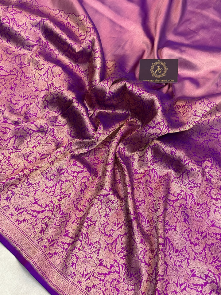 Magenta Purple Pure Katan silk Handloom Banarasi Saree