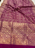 Magenta Purple Pure Banarasi Handloom Katan Silk Saree - Aura Benaras