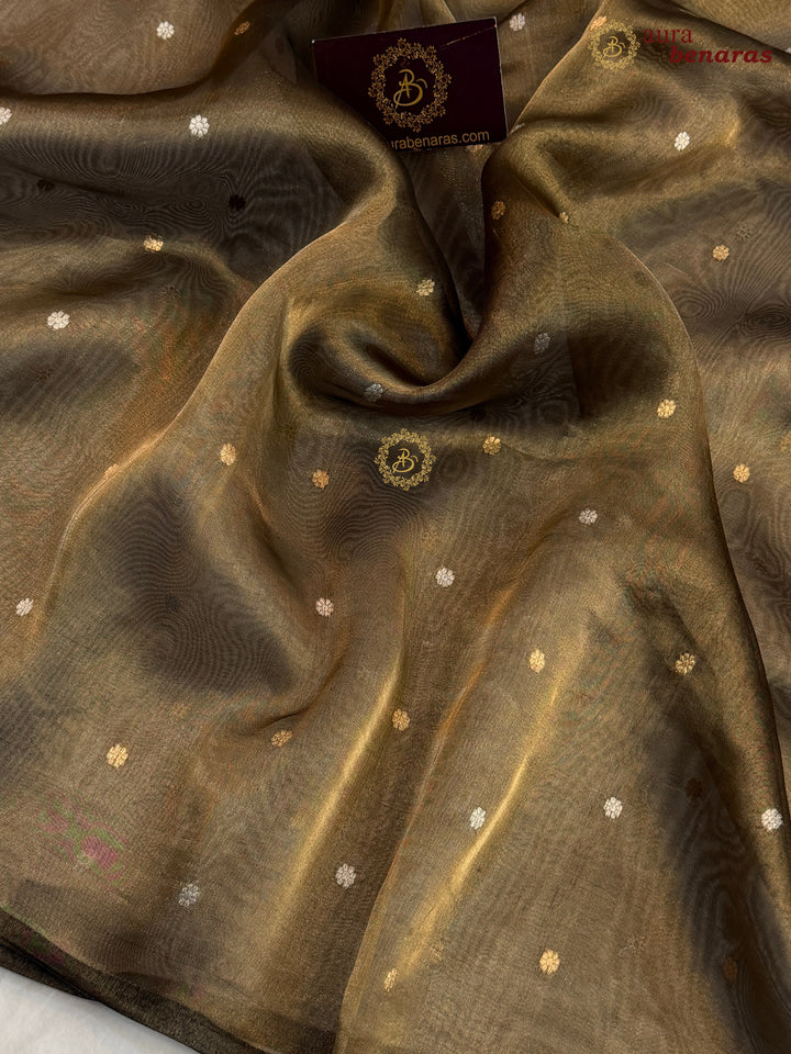 Buy Black Pure Tissue Silk Banarasi Saree – Shaded Colors & Kadhwa Sona Rupa Butis