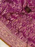 Magenta Purple Pure Banarasi Handloom Katan Silk Saree - Aura Benaras