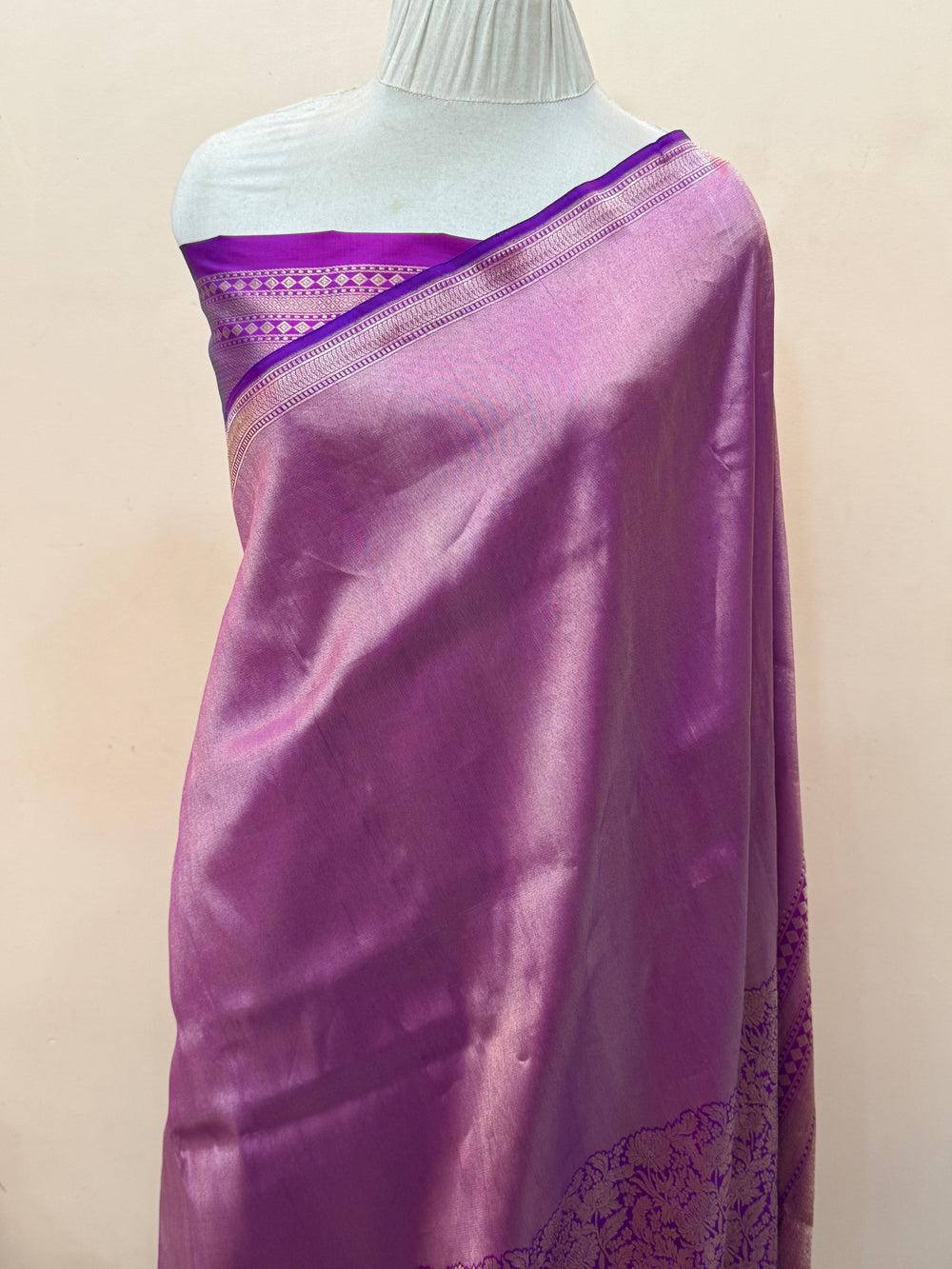 Magenta Purple Pure Katan silk Handloom Banarasi Saree