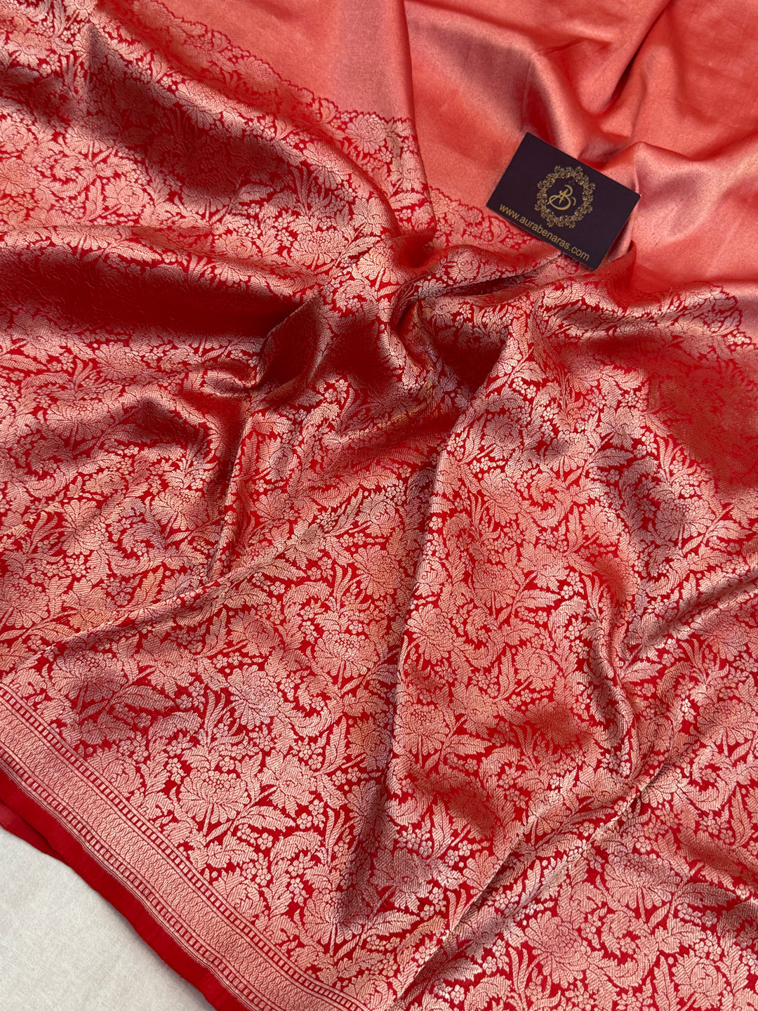 Red Pure Katan silk Handloom Banarasi Saree