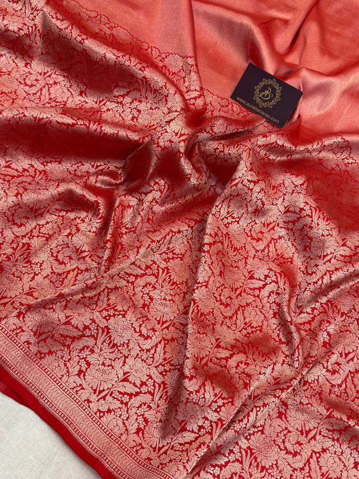 Red Pure Katan silk Handloom Banarasi Saree