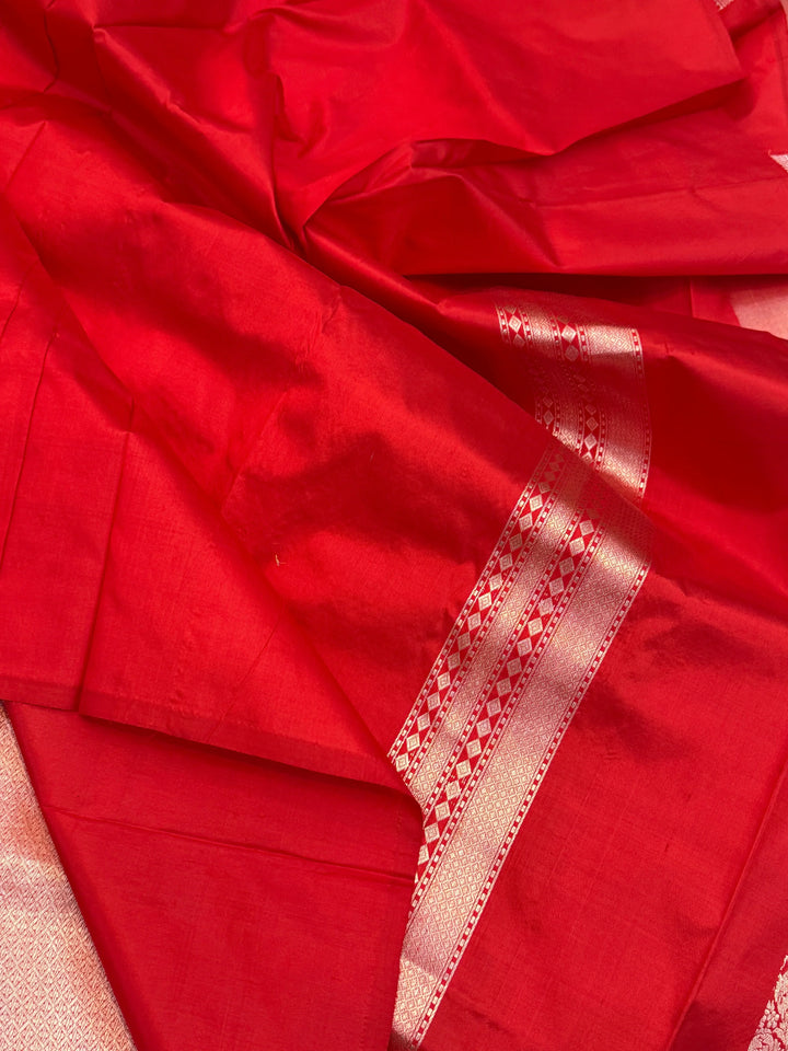 Red Pure Katan silk Handloom Banarasi Saree