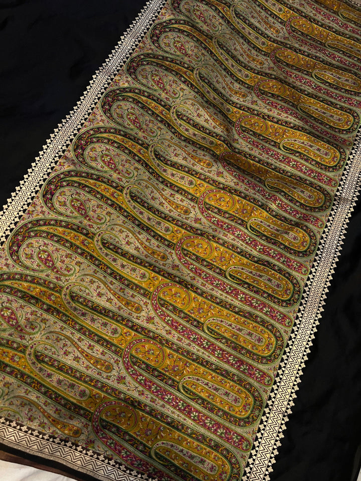 Black Pure Banarasi Handloom Katan Satin Silk Saree