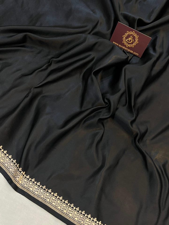 Black Pure Banarasi Handloom Katan Satin Silk Saree