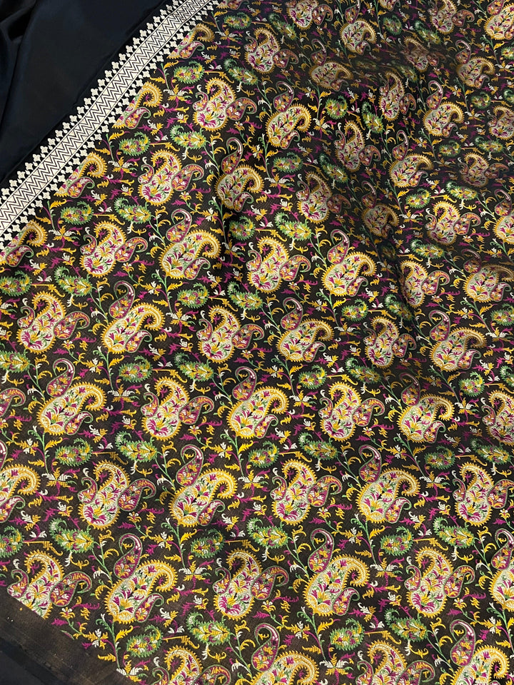 Black Pure Banarasi Handloom Katan Satin Silk Saree