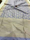 Grey Pure Banarasi Handloom Katan Silk Saree - Aura Benaras