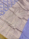 Grey Pure Banarasi Handloom Katan Silk Saree - Aura Benaras