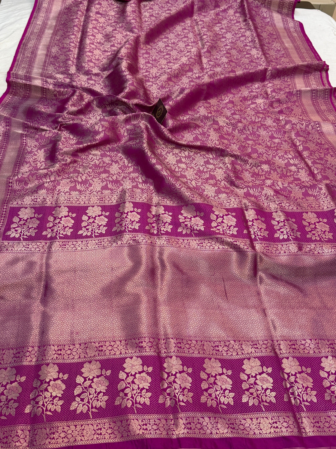 Purple Banarasi Handloom Katan Silk Saree
