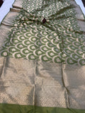 Mehendi Green Pure Banarasi Handloom Katan Silk Saree - Aura Benaras