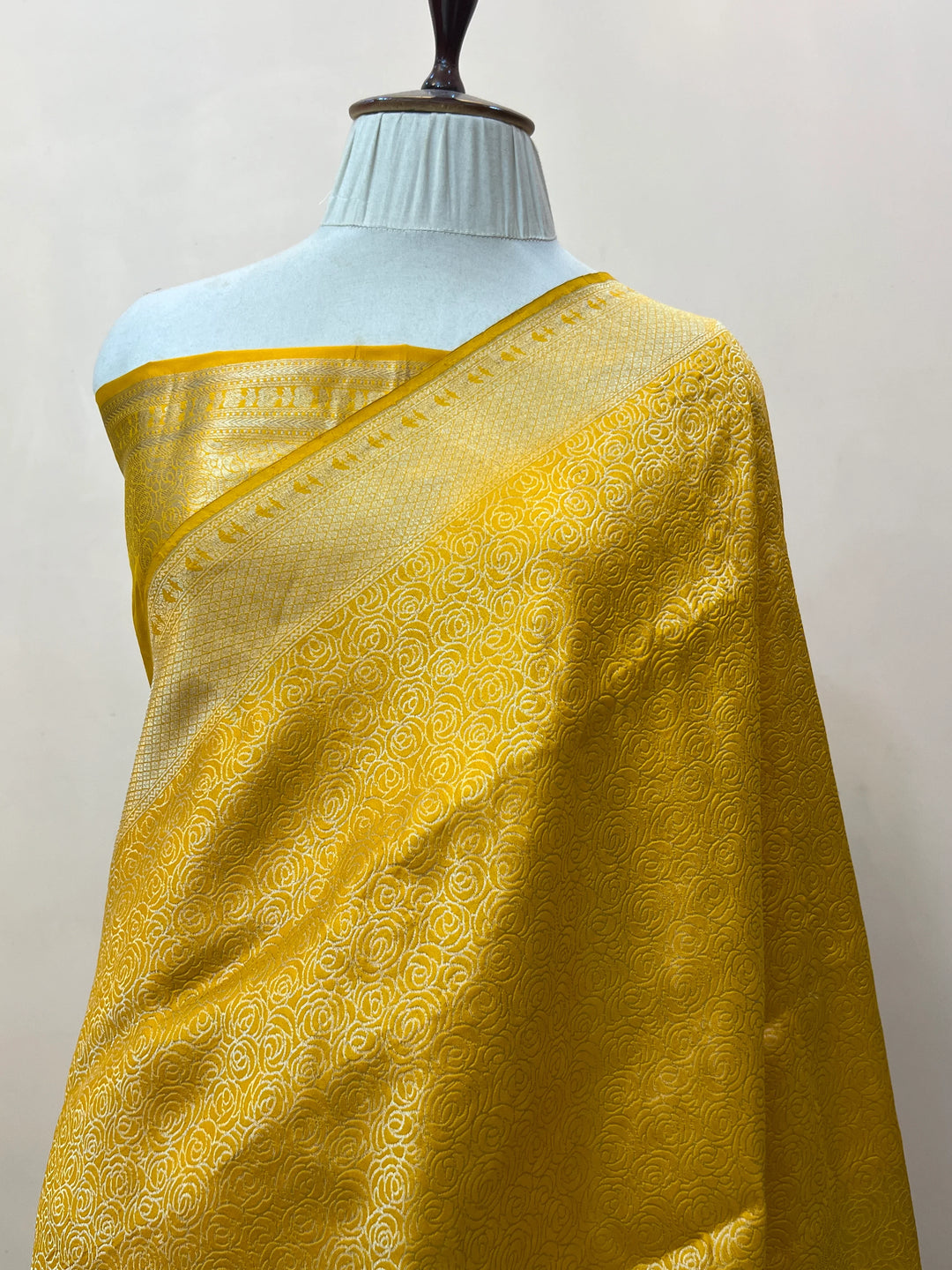 Yellow Pure Katan silk Handloom Banarasi Saree