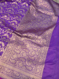 Deep Lavender Pure Banarasi Handloom Katan Silk Saree - Aura Benaras