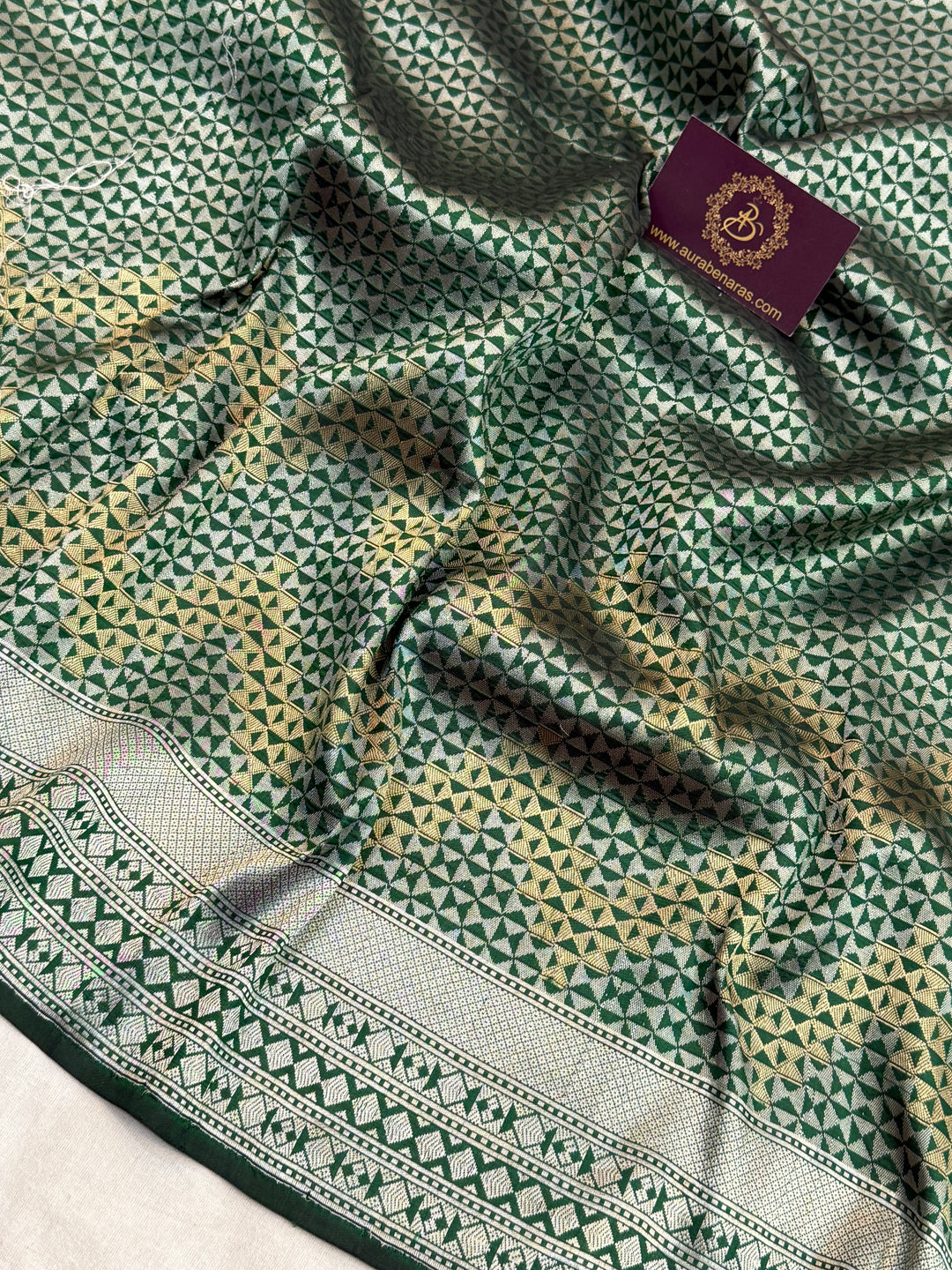 Green Pure Katan silk Handloom Banarasi Saree