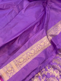 Deep Lavender Pure Banarasi Handloom Katan Silk Saree - Aura Benaras