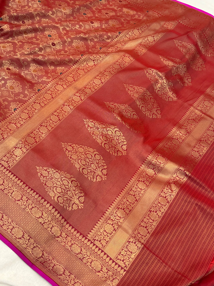 Maroon Pure Banarasi Handloom Katan Silk Saree