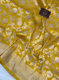 Yellow Pure Banarasi Handloom Katan Silk Saree - Aura Benaras