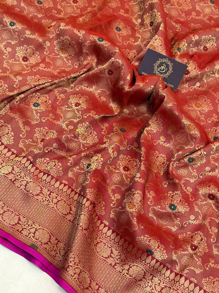 Maroon Pure Banarasi Handloom Katan Silk Saree