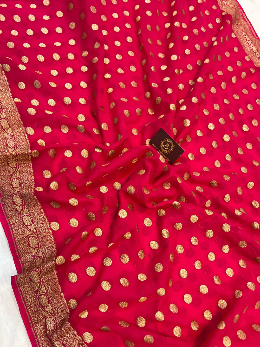 Buy Orange Pure Banarasi Khaddi Georgette Saree | Aura Benaras