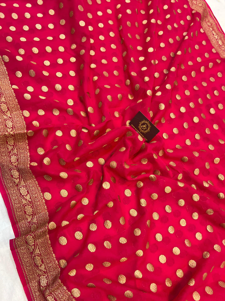 Buy Orange Pure Banarasi Khaddi Georgette Saree | Aura Benaras