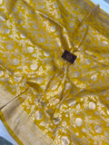 Yellow Pure Banarasi Handloom Katan Silk Saree - Aura Benaras