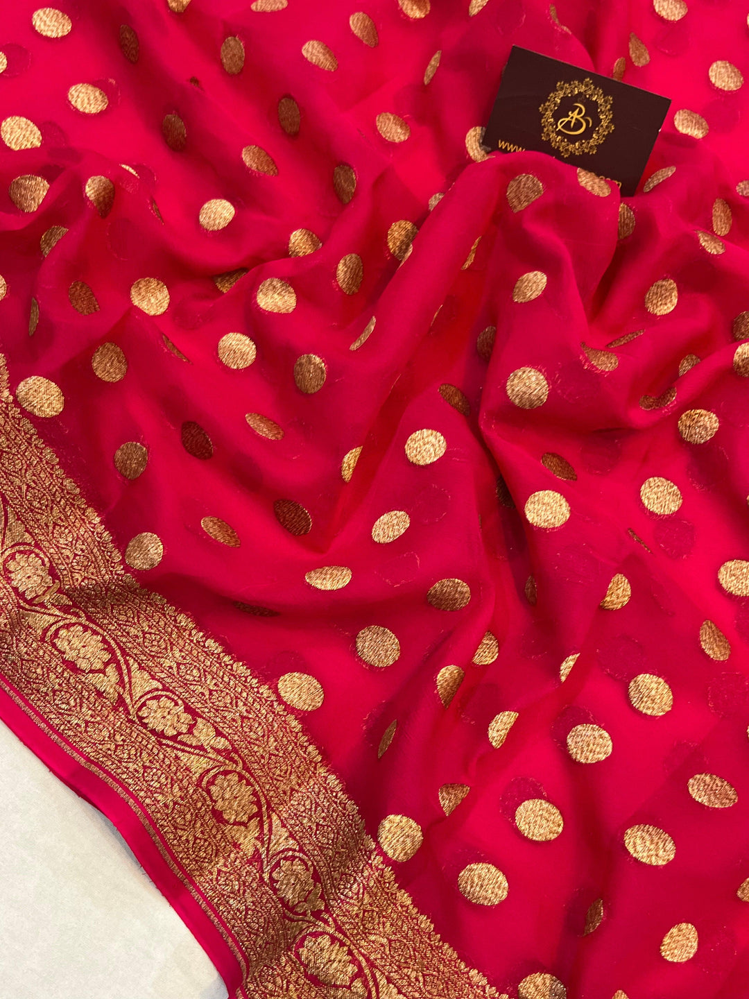 Buy Orange Pure Banarasi Khaddi Georgette Saree | Aura Benaras