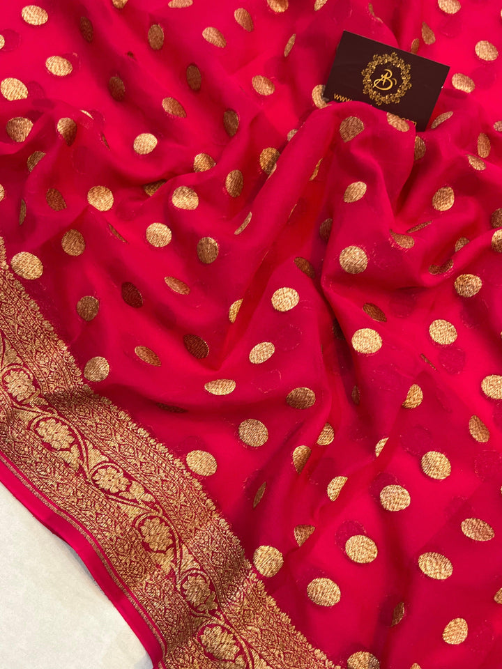 Buy Orange Pure Banarasi Khaddi Georgette Saree | Aura Benaras