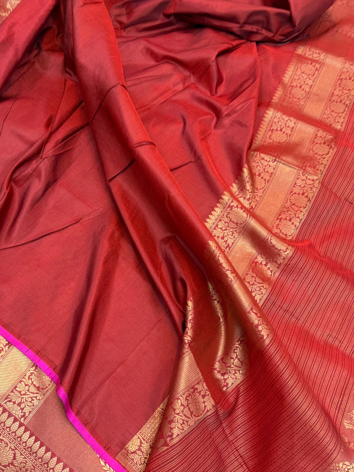 Maroon Pure Banarasi Handloom Katan Silk Saree