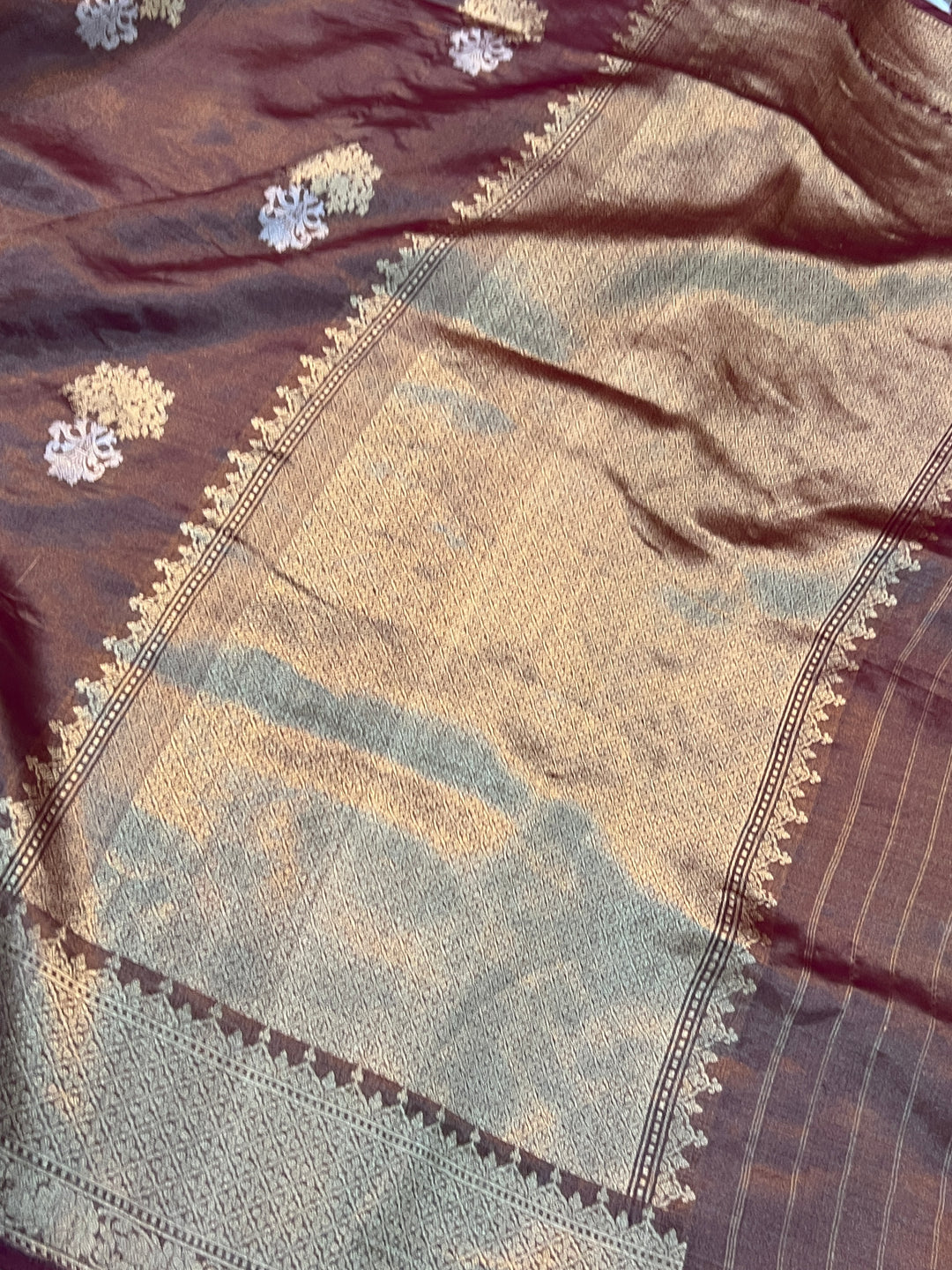 Copper Pure Tissue Silk Handloom Banarasi Saree
