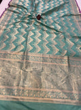 Pastel Blue Pure Banarasi Handloom Katan Silk Saree - Aura Benaras