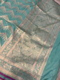 Pastel Blue Pure Banarasi Handloom Katan Silk Saree - Aura Benaras