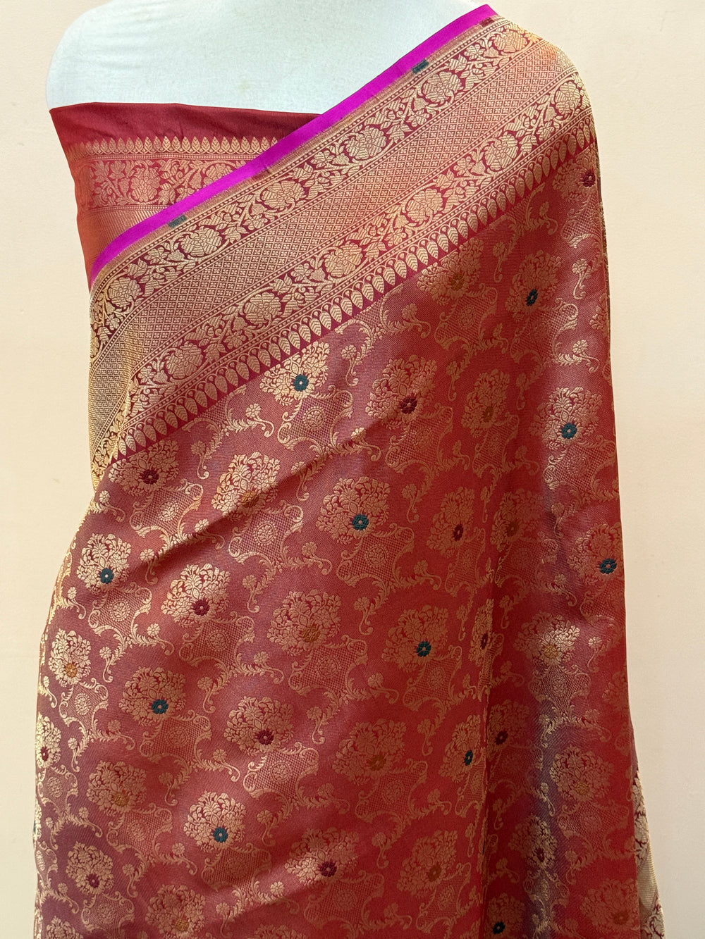 Maroon Pure Banarasi Handloom Katan Silk Saree