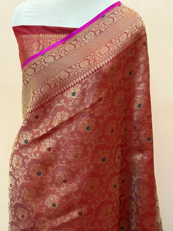 Maroon Pure Banarasi Handloom Katan Silk Saree
