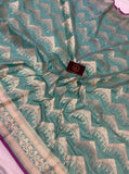 Pastel Blue Pure Banarasi Handloom Katan Silk Saree - Aura Benaras