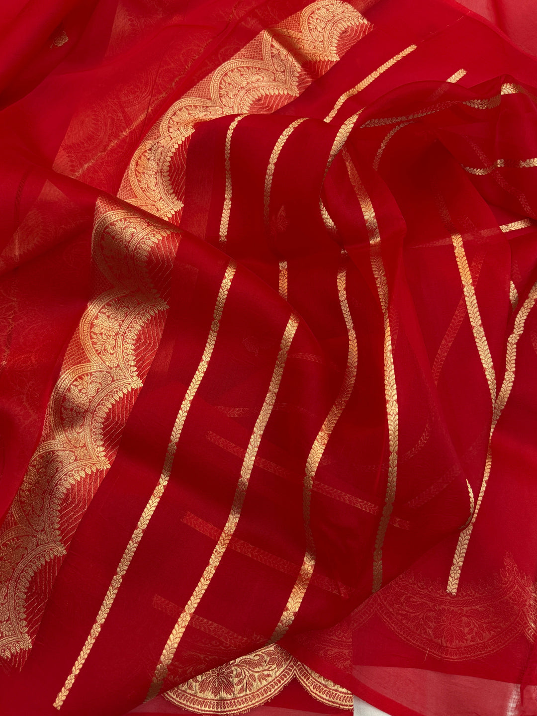 Red Pure Kora Silk Handloom Banarasi Saree