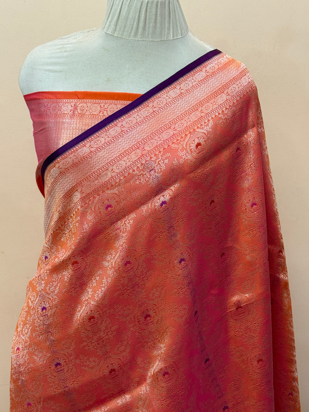 Orange Pure Banarasi Handloom Katan Silk Saree