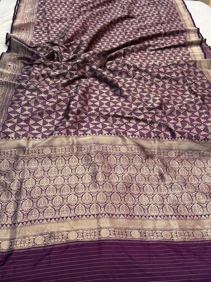 Purple Banarasi Handloom Katan Silk Saree