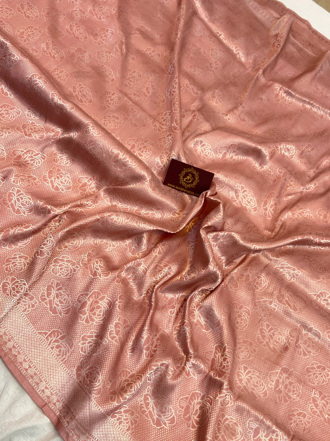 Pastel Peach Pure Katan silk Handloom Banarasi Saree