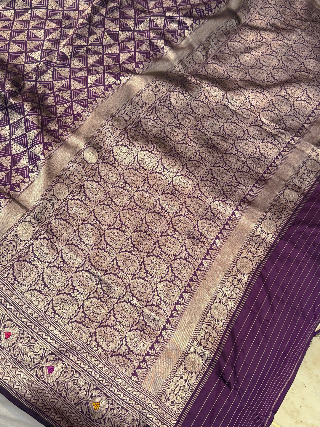 Purple Banarasi Handloom Katan Silk Saree