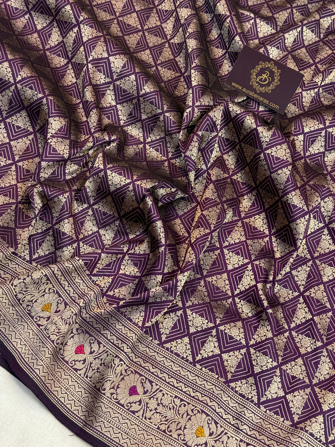 Purple Banarasi Handloom Katan Silk Saree