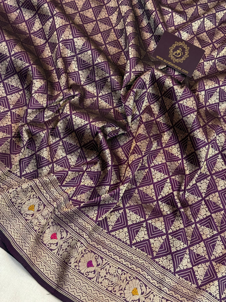 Purple Banarasi Handloom Katan Silk Saree
