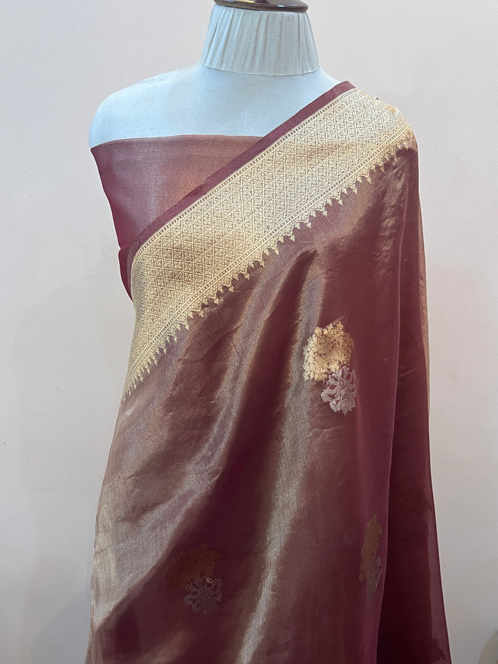Copper Pure Tissue Silk Handloom Banarasi Saree