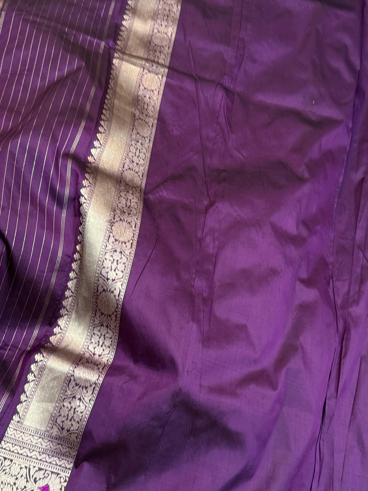 Purple Banarasi Handloom Katan Silk Saree