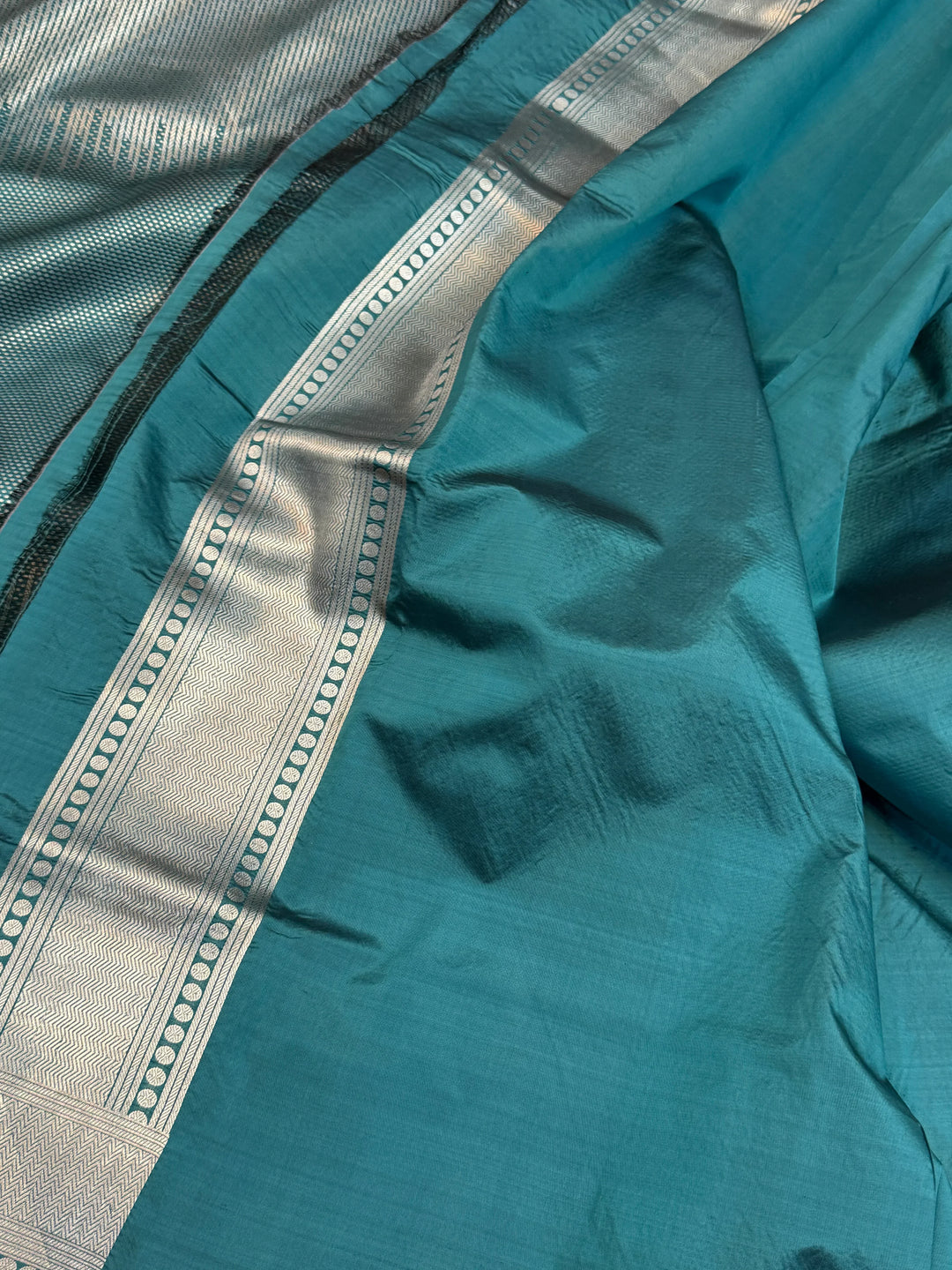 Teal Blue Pure Katan silk Handloom Banarasi Saree
