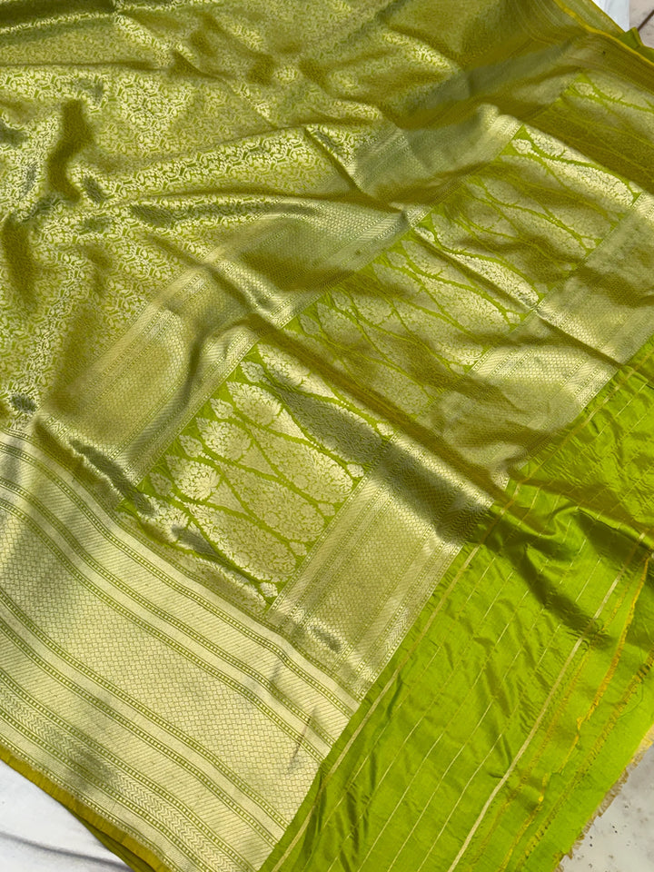 Pirate Green Banarasi Handloom Katan Silk Saree