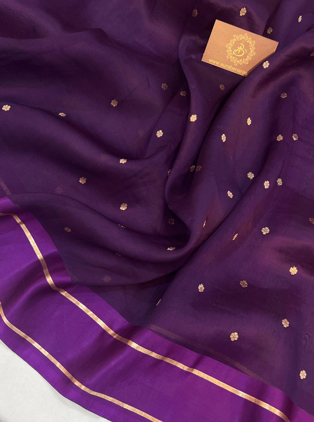 Purple Pure Banarasi Handloom Silk Saree - Aura Benaras