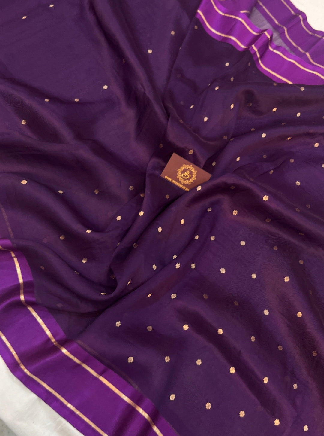 Purple Pure Banarasi Handloom Silk Saree - Aura Benaras